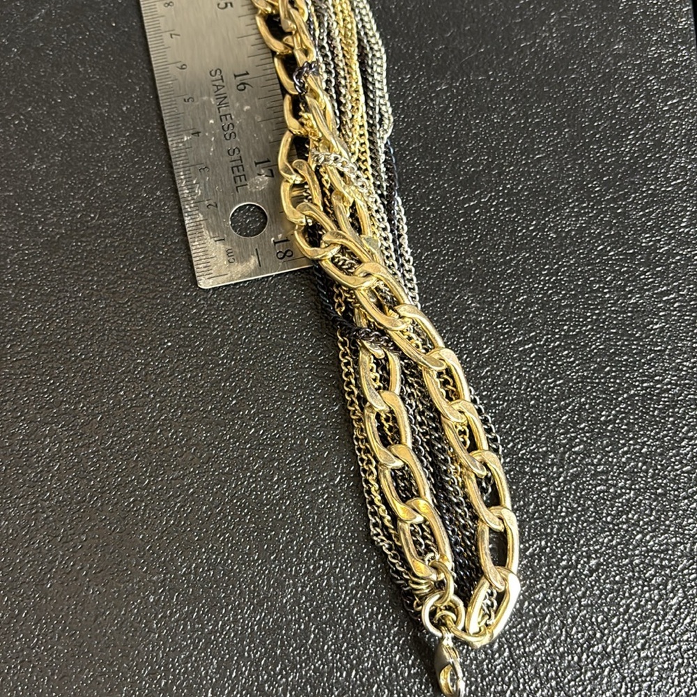 Statement Multichain Layered Edgy Multi Tone Chun… - image 6